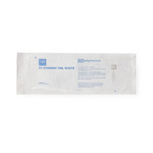 High-Pressure Polycarbonate Medication Syringe with Fixed Male Luer Lock Fitting, White, 1 mL, Sterile